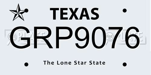 GRP9076 Texas License Plate