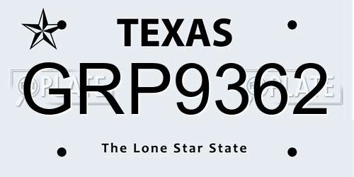 GRP9362 Texas License Plate