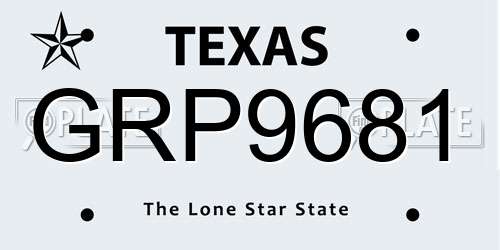 GRP9681 Texas License Plate