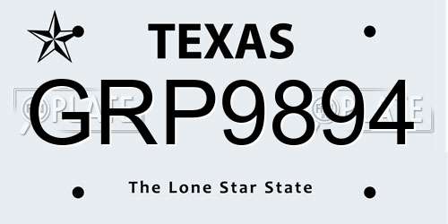 GRP9894 Texas License Plate