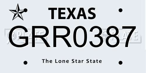 GRR0387 Texas License Plate