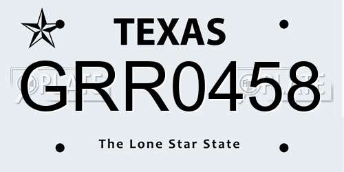 GRR0458 Texas License Plate