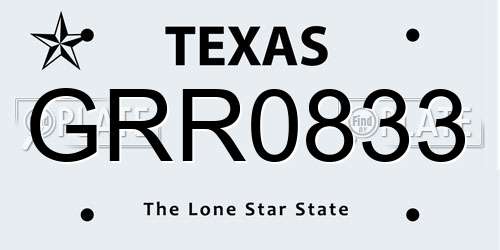 GRR0833 Texas License Plate