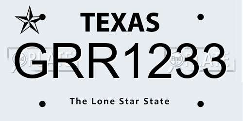 GRR1233 Texas License Plate