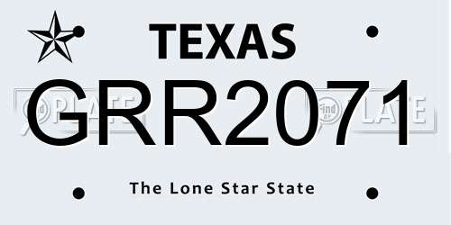 GRR2071 Texas License Plate