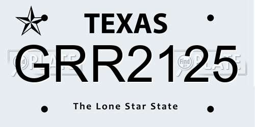GRR2125 Texas License Plate