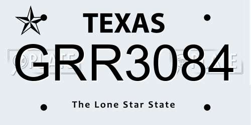 GRR3084 Texas License Plate
