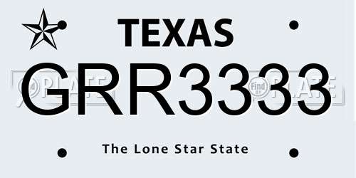 GRR3333 Texas License Plate