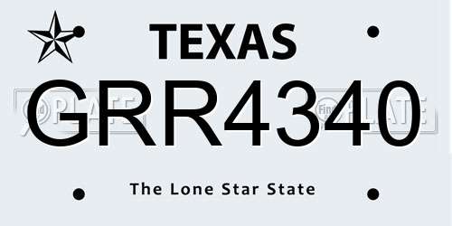 GRR4340 Texas License Plate