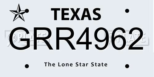 GRR4962 Texas License Plate