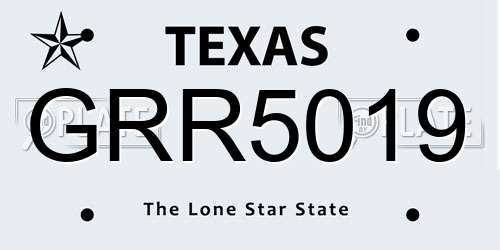 GRR5019 Texas License Plate