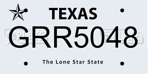 GRR5048 Texas License Plate