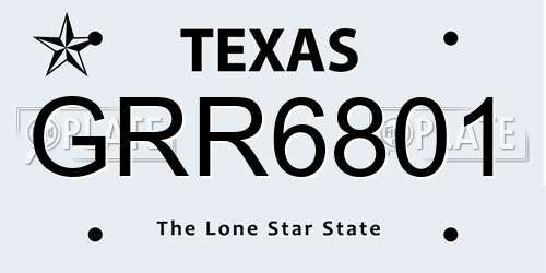 GRR6801 Texas License Plate
