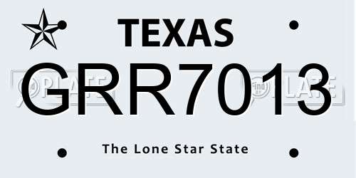 GRR7013 Texas License Plate