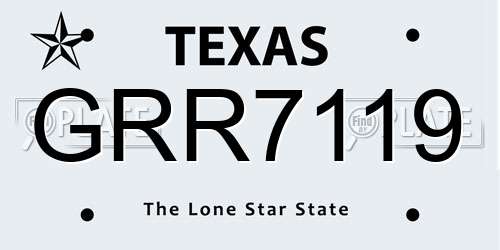 GRR7119 Texas License Plate