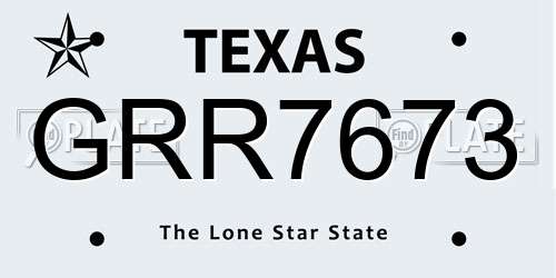 GRR7673 Texas License Plate