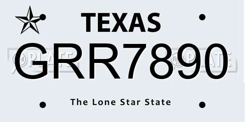 GRR7890 Texas License Plate