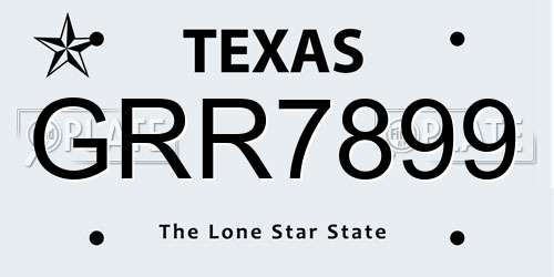 GRR7899 Texas License Plate