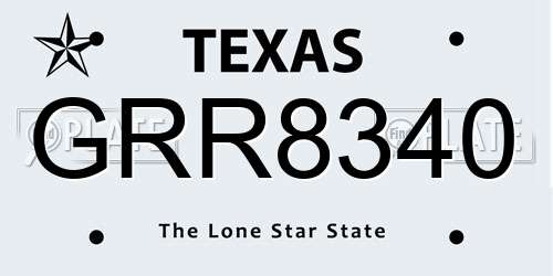 GRR8340 Texas License Plate