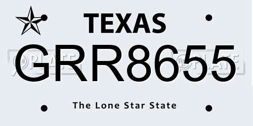 GRR8655 Texas License Plate