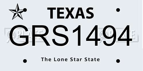 GRS1494 Texas License Plate