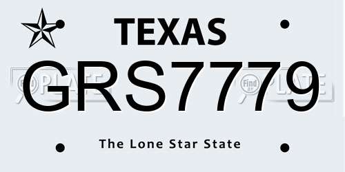 GRS7779 Texas License Plate