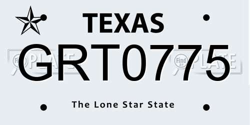 GRT0775 Texas License Plate