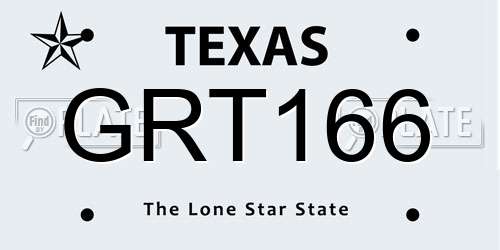 GRT166 Texas License Plate