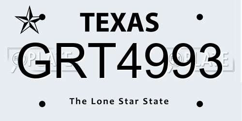 GRT4993 Texas License Plate