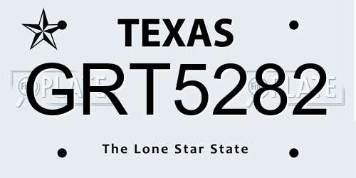 GRT5282 Texas License Plate