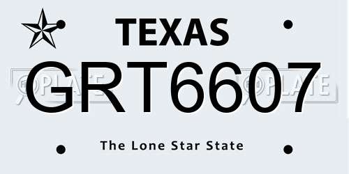 GRT6607 Texas License Plate