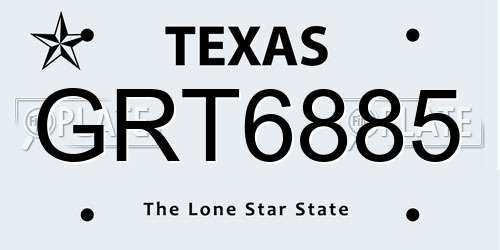 GRT6885 Texas License Plate