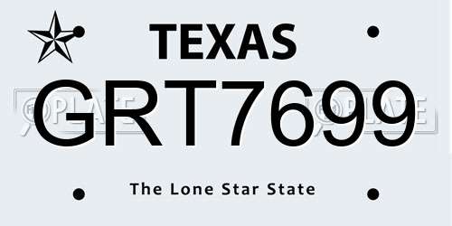 GRT7699 Texas License Plate