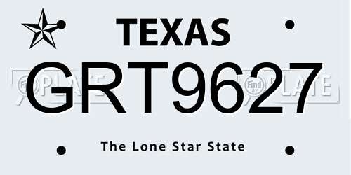 GRT9627 Texas License Plate