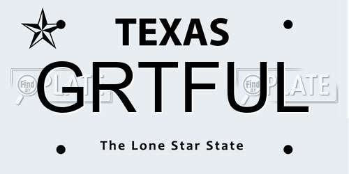 GRTFUL Texas License Plate