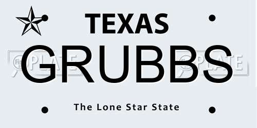 GRUBBS Texas License Plate