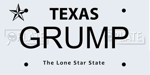 GRUMP Texas License Plate