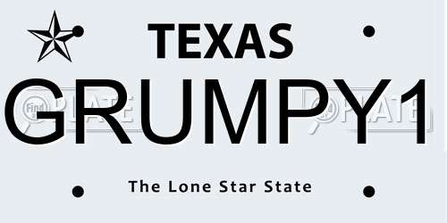 GRUMPY1 Texas License Plate
