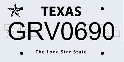 GRV0690 Texas License Plate
