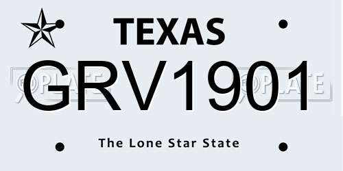 GRV1901 Texas License Plate