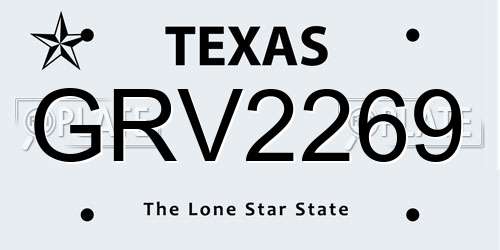GRV2269 Texas License Plate
