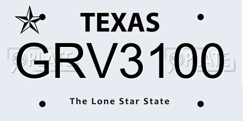 GRV3100 Texas License Plate