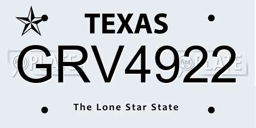 GRV4922 Texas License Plate