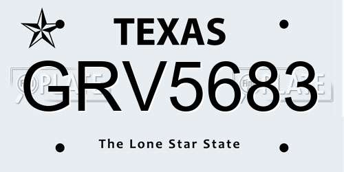 GRV5683 Texas License Plate