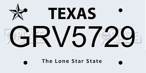GRV5729 Texas License Plate
