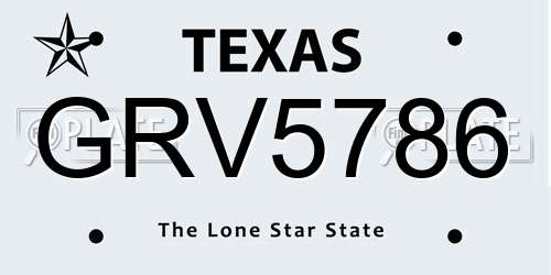 GRV5786 Texas License Plate