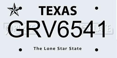 GRV6541 Texas License Plate