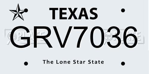 GRV7036 Texas License Plate
