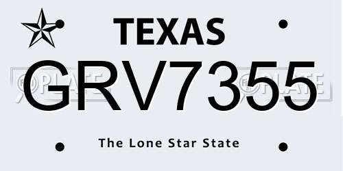 GRV7355 Texas License Plate