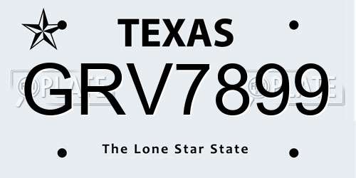 GRV7899 Texas License Plate
